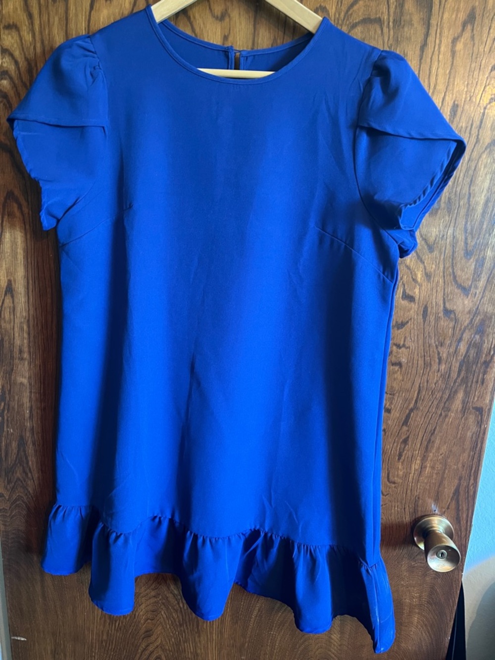 Royal Blue Ruffle Hem Short Sleeve Dress